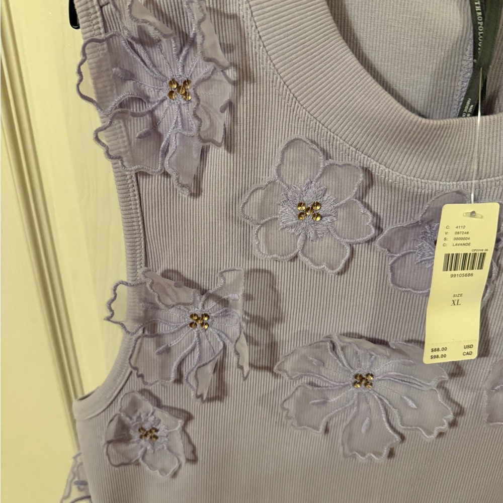NWT Anthropologie Lavender Floral Tank Top - Picture 3 of 6
